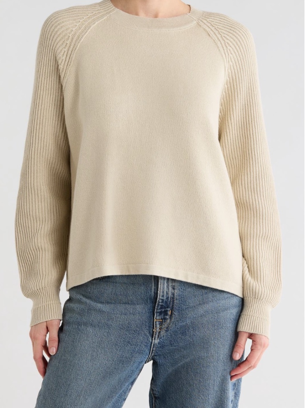*NWT* Vince Ribbed Cotton Pullover in Light Tan, size M